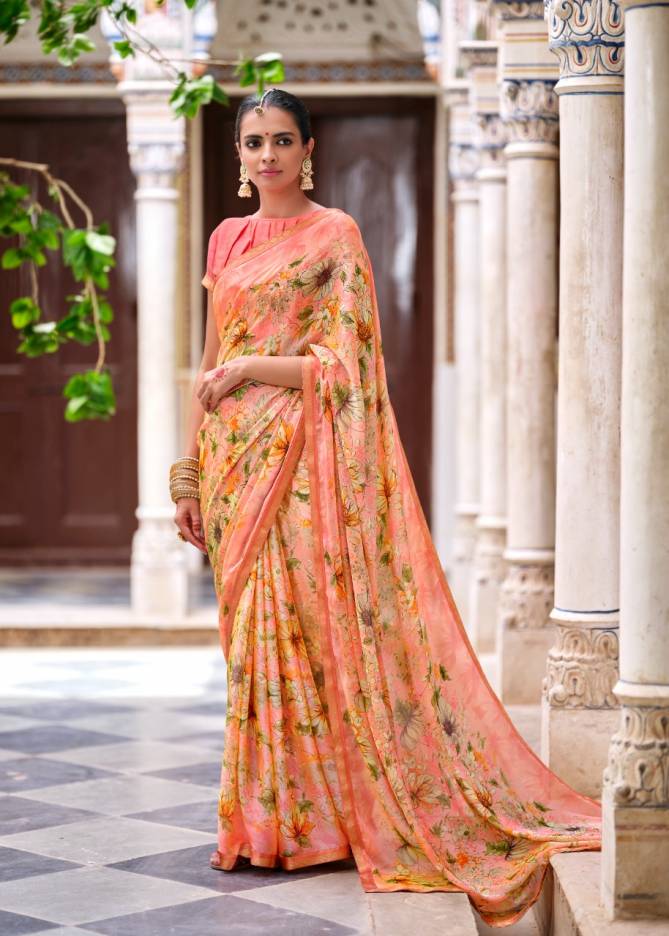 Kashvi Madhubala  Fancy  Regular Casual Wear Printed Weightless Georgette With Border Saree Collection 